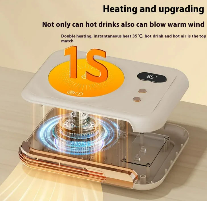 2-in-1 Heizlüfter & Tassenwärmer – Schreibtisch Komfort
